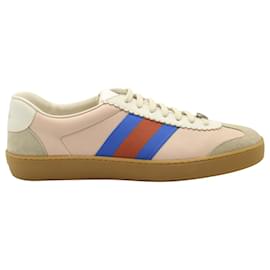 Gucci-Gucci Low-Top Web Sneakers in Pink Leather-Pink