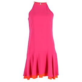 Diane Von Furstenberg-Diane Von Furstenberg Kera Halter Neck Layered Dress in Pink Triacetate-Pink