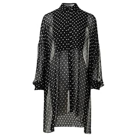 Dior-Transparente, übergroße Polka-Dot-Tunika-Schwarz