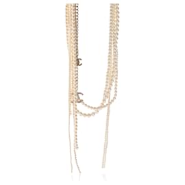 Chanel-Collier à franges en fausses perles Chanel multi-rangs B doré 14 b-Métallisé