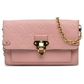 Louis Vuitton-Louis Vuitton Pink Monogram Empreinte Vavin Wallet on Chain-Pink