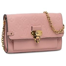 Louis Vuitton-Louis Vuitton Pink Monogram Empreinte Vavin Wallet on Chain-Pink