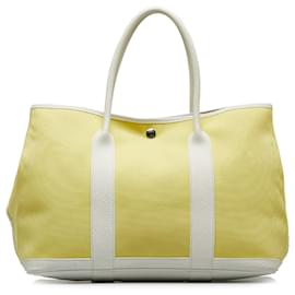 Hermès-Hermes Giallo Toile Garden Party TPM-Bianco,Giallo