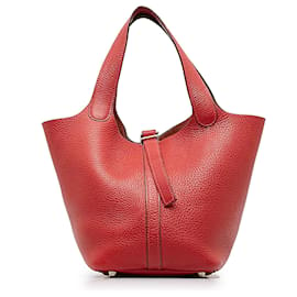 Hermès-Hermes Red Clemence Picotin 18 PM-Red