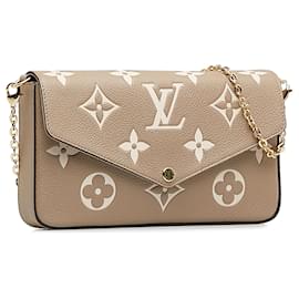 Louis Vuitton-Pochette Felicie con monogramma monogramma bicolore marrone Louis Vuitton-Marrone,Beige