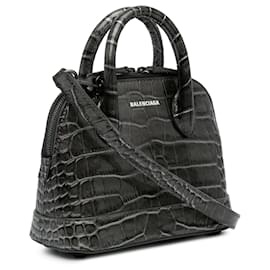 Balenciaga-Bolso satchel Ville en relieve XS gris Balenciaga-Gris,Gris antracita
