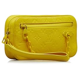 Louis Vuitton-Louis Vuitton Monograma Amarelo Taurillon Pochette Volga-Amarelo