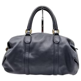 Gucci-Gucci Boston Leather Bag-Navy blue