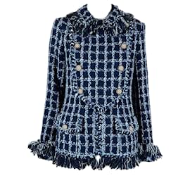 Chanel-10K$ Nouveau Paris / Veste en tweed à boutons bijoux Dallas-Bleu Marine