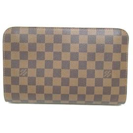 Louis Vuitton-Louis Vuitton Damier Ebene Saint Louis Clutch Bolsa de lona N51993 Em uma boa condição-Marrom