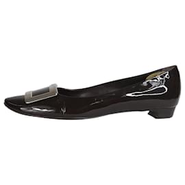 Roger Vivier-Zapatos planos charol negro con hebillas - talla UE 37.5-Negro