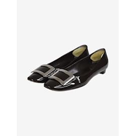 Roger Vivier-Zapatos planos charol negro con hebillas - talla UE 37.5-Negro