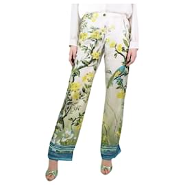 Autre Marque-Green silk floral printed trousers - size M-Green