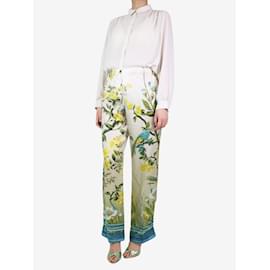 Autre Marque-Green silk floral printed trousers - size M-Green