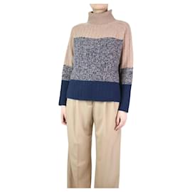 360 Cashmere-Blue roll-neck cashmere jumper - size S-Blue