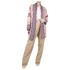 Missoni-Cardigan rose en laine mélangée motif zigzag - taille L-Rose