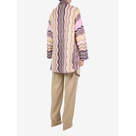 Missoni-Pink zigzag pattern wool-blend cardigan - size L-Pink