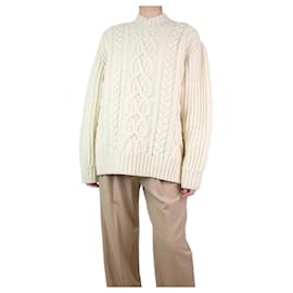 Dries Van Noten-Cream cable knit wool jumper - size M-Cream