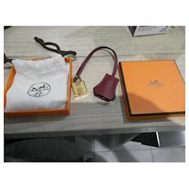 Hermès-clochette , nuova cerniera e lucchetto Hermès per la borsa per la polvere Hermès-Rosso