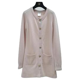 Chanel-Chanel Pink Cashmere CC Heart Buttons Cardigan-Pink
