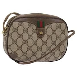 Gucci-GUCCI GG Supreme Web Sherry Line Shoulder Bag Beige Red 89 02 066 auth 61995-Red,Beige