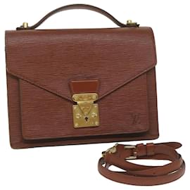 Louis Vuitton-LOUIS VUITTON Epi Monceau Hand Bag Brown M52123 LV Auth 61782-Brown