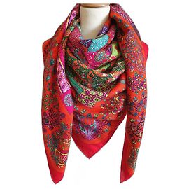 Xaile Hermès 140 CAXEMIRA E SEDA PIQUE FLEURI DE PROVENCE NOVA CONDIÇÃO Multicor