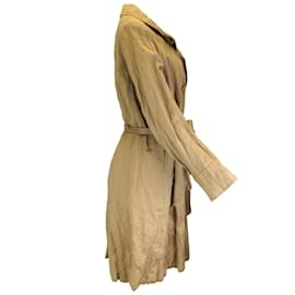 Autre Marque-Casaco de algodão enrugado com cinto e forro Dries Van Noten Camel-Camelo