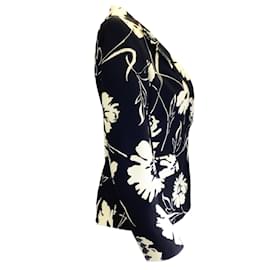 Autre Marque-Michael Kors Kollektion Schwarz / Weiße, maßgeschneiderte Jacke aus Crêpe-Cady mit Blumenmuster-Schwarz