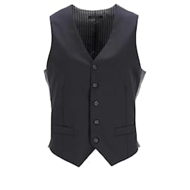 Giorgio Armani-Giorgio Armani Stripe Vest in Black Wool-Black