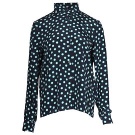 Miu Miu Polka Dot Hemd aus marineblauer Seide Blau Marineblau