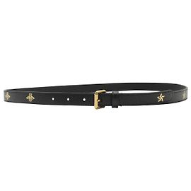 Cintura Gucci con stampa Ape e Stelle in pelle nera Nero