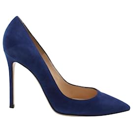 Gianvito Rossi-Gianvito Rossi Gianvito 105 Zapatos de salón con punta en ante azul marino-Azul
