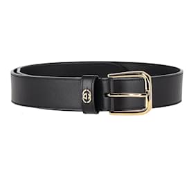 Gucci-Gucci Interlocking G Square Buckle Belt in Black Leather-Black