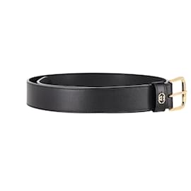 Gucci-Gucci Interlocking G Square Buckle Belt in Black Leather-Black