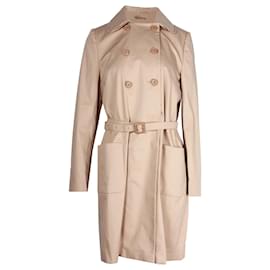 Miu Miu-Miu Miu Double-Breasted Coat in Beige Cotton-Brown,Beige