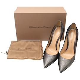 Gianvito Rossi-Gianvito Rossi Gianvito 105 Pointed Pumps in Silver Crackled Leather-Silvery,Metallic