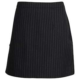 Saint Laurent-Saint Laurent Pinstriped Mini Skirt in Black Wool-Black