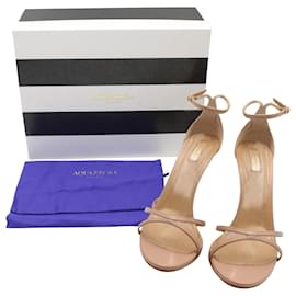 Aquazzura-Aquazzura Purist 105 Sandals in Pink Leather-Pink