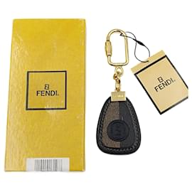 Fendi-Fendi Pacan key ring in two-tone leather-Black