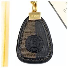 Fendi-Fendi Pacan key ring in two-tone leather-Black