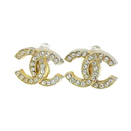 Chanel-Boucles d'oreilles à clip en strass CC-Doré
