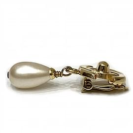 Chanel-Boucles d'oreilles pendantes en perles CC 96P-Doré