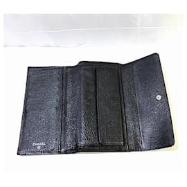Chanel-Lange Brieftasche mit CC-Knopf A33922-Schwarz