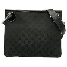 Gucci-Bolso bandolera Eclipse de lona con GG 120841-Negro