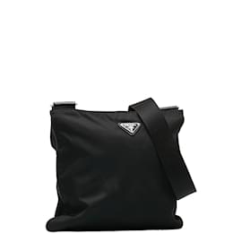 Prada-Prada Tessuto Crossbody Bag Canvas Shoulder Bag VA0053 in Fair condition-Black