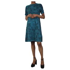 Bottega Veneta-Teal short-sleeved patterned wool dress - size IT 38-Green