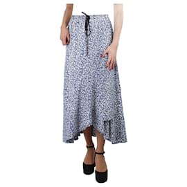 Autre Marque-Blue floral-printed ruffle hem maxi skirt - size UK 12-Blue