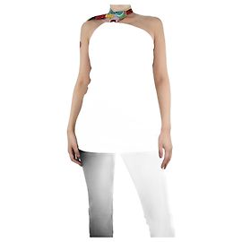 Emilio Pucci Cream halterneck silk-blend top - size UK 16 Cream