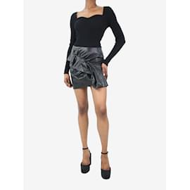 Isabel Marant Etoile-Mini saia preta de couro sintético com babados - tamanho FR 36-Preto